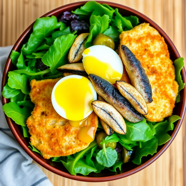 Sardine & Chicken Cutlet Salad with Egg