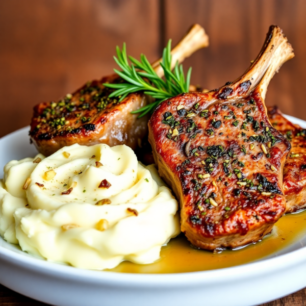 Herb-Crusted Lamb Chops with Garlic Mashed Potatoes