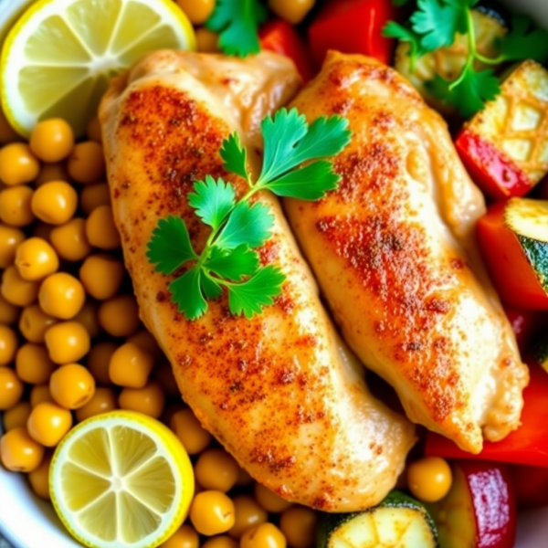 Mediterranean-Spiced Chicken and Chickpea Bowl