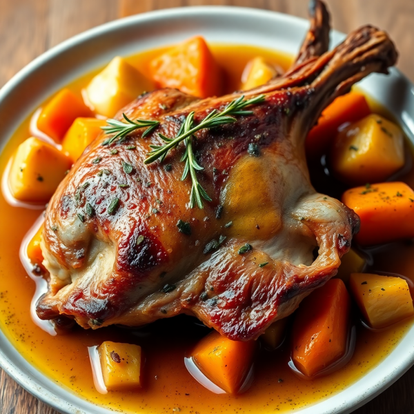 Herb-Roasted Rabbit with Garlic and Vegetables