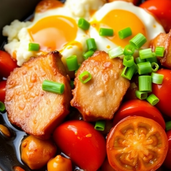 Chinese Style Pork Belly and Tomato Stir-Fry with Eggs