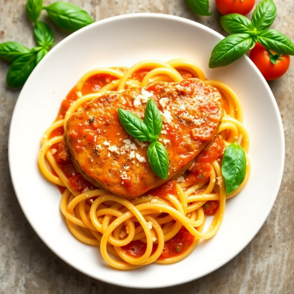 Garlic Turkey Pasta with Creamy Tomato Basil Sauce