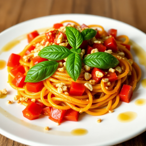 Garlic Tomato Pasta with Nutty Crunch