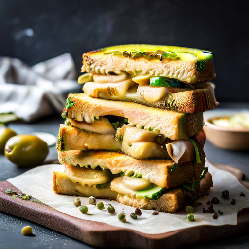 Grilled Cheese Sandwich with Olives and Cucumbers